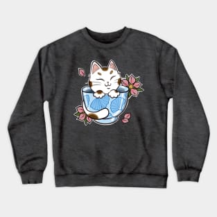 japanese tea cat tattoo Crewneck Sweatshirt